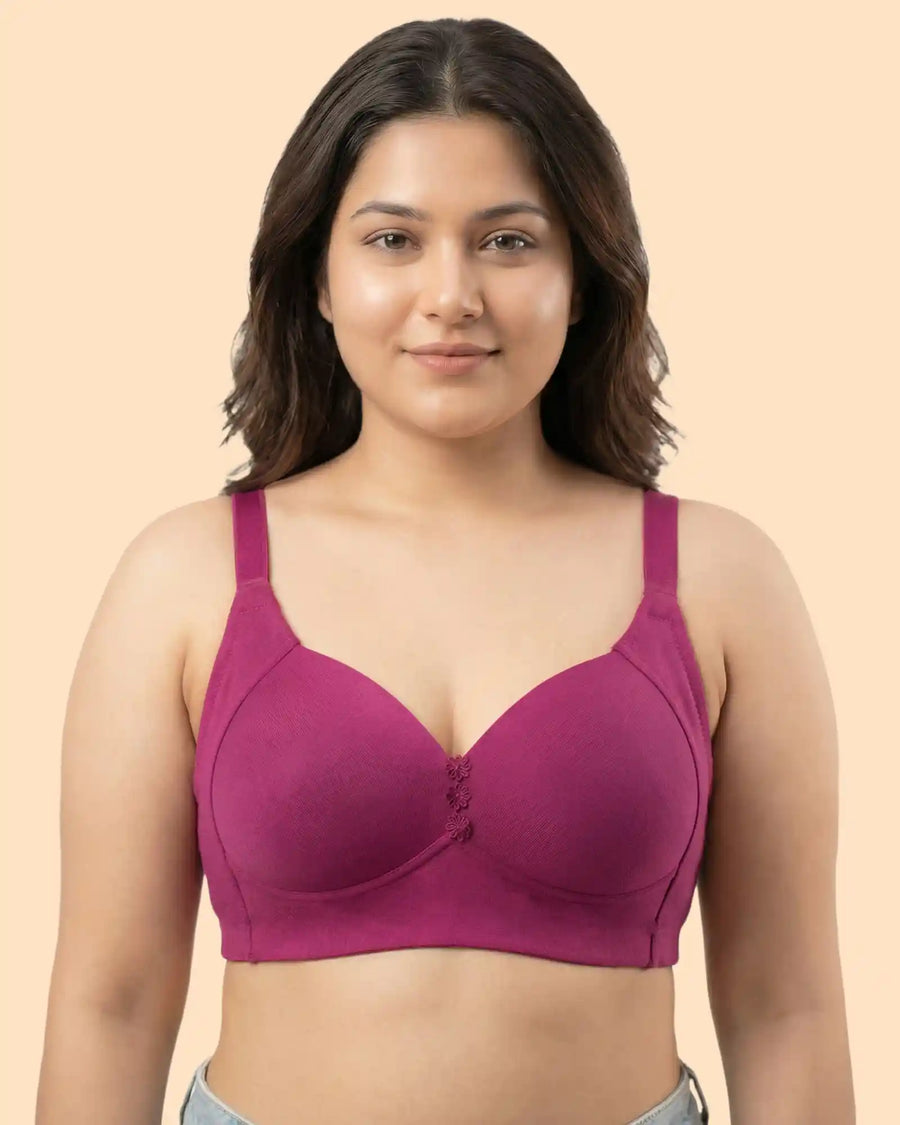 Cotton Padded Plus-Size M-Frame Minimiser Bonded Bra (SB-9203)(Wine)