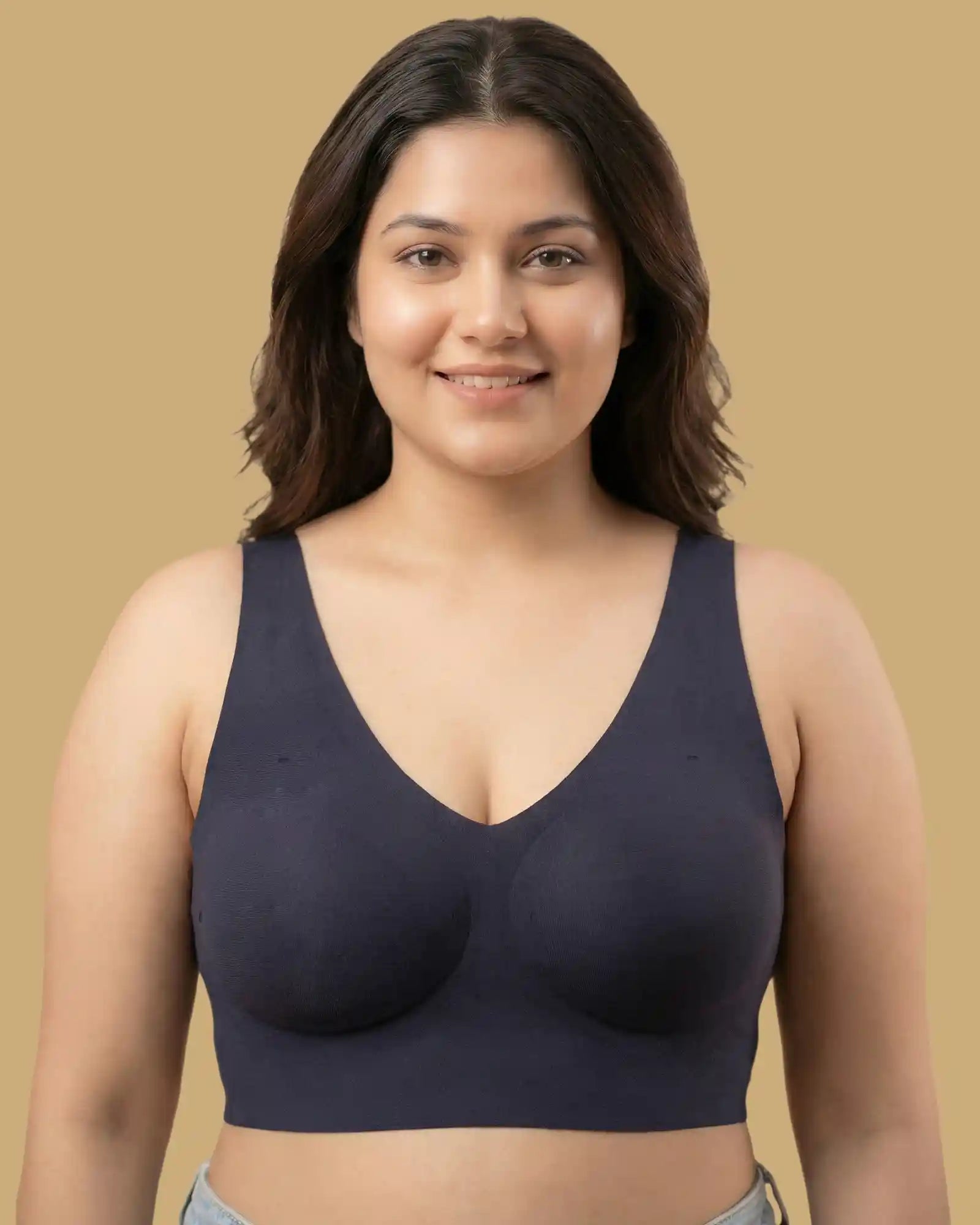 Cotton Padded Full Coverage Bonded Bra (SB-938-Navy)