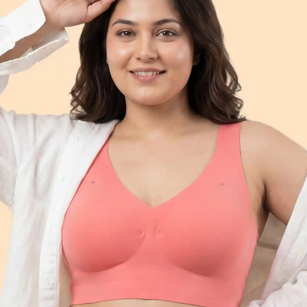 Cotton Padded Full Coverage Plus-Size Bonded Bra (SB-918-Coral)