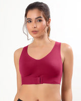 Bonded Gym Bra with Crisscross Back | Non-Padded | Breathable Cotton (TW-SB-995)(Wine) (GB)
