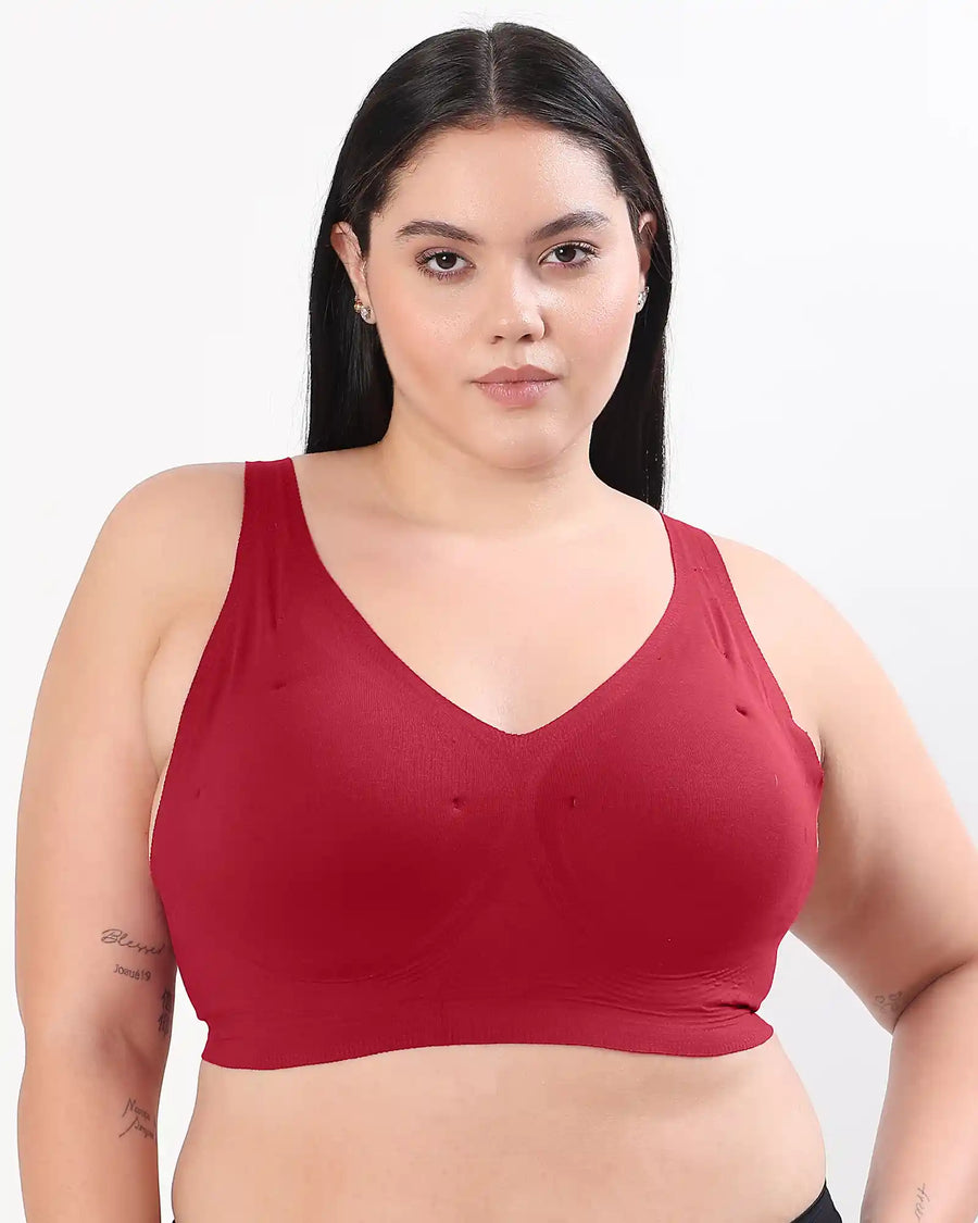 Tweens Bonded Breathable Cotton Plus-Size Padded Full-Coverage Bra (SB-918-Red) (MR)