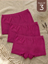 Cotton High Coverage Boy Shorts (TW-65)(Wine)