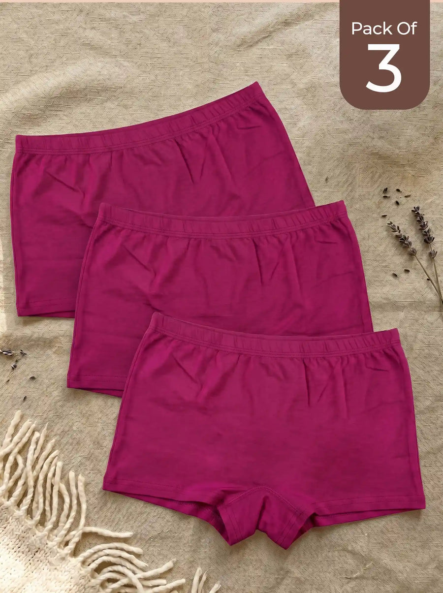 Cotton High Coverage Boy Shorts (TW-65)(Wine)