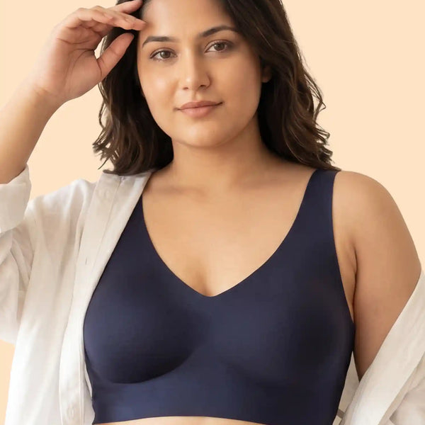 Cotton Padded Full Coverage Plus-Size Bonded Bra (SB-918-Navy)