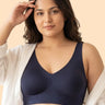 Cotton Padded Full Coverage Plus-Size Bonded Bra (SB-918-Navy)