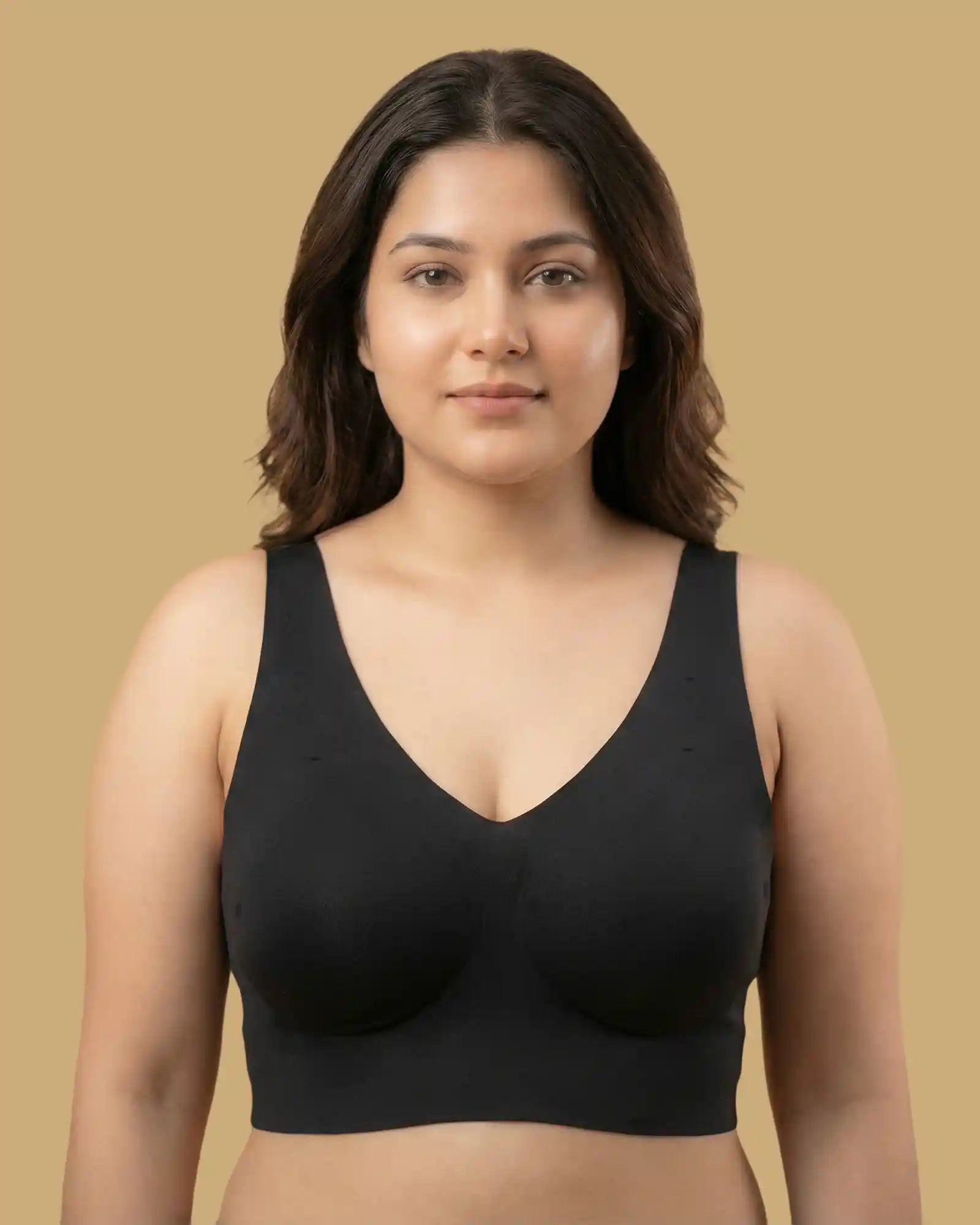 Cotton Padded Full Coverage Plus-Size Bonded Bra (SB-918-Black)