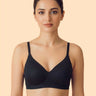 Ribbed Polyamide Padded Bonded Bra (SB-998)(Black)