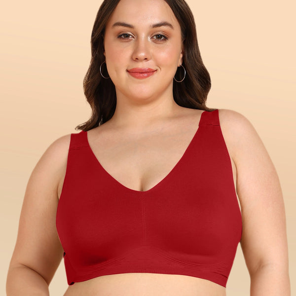 Tweens Bonded Breathable Cotton Plus-Size Padded Full-Coverage Bra (SB-918-Red)