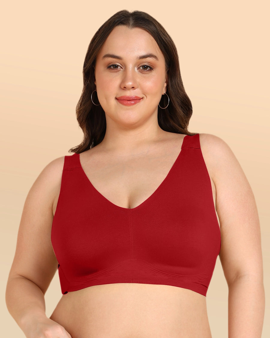 Tweens Bonded Breathable Cotton Plus-Size Padded Full-Coverage Bra (SB-918-Red)