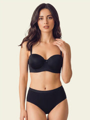 Cotton Padded Demi-Cup Bonded Bra & Mid Rise Flexifit Hipster Panty Lingerie Set (TW-SB-91012&63)(Black)