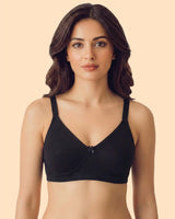 Everyday Plus-Size Bonded Bra | Non-Padded | Breathable Cotton (TW-CT-94001-Black)