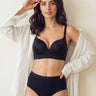 Cotton Push-Up Bonded Bra (Level-2 Padding) 3/4th Coverage & Mid Rise Flexifit Hipster Panty Lingerie Set  (TW-SB-97015&63)(Black)