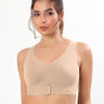 Bonded Gym Bra with Crisscross Back | Non-Padded | Breathable Cotton (TW-SB-995)(Skin) (GB)
