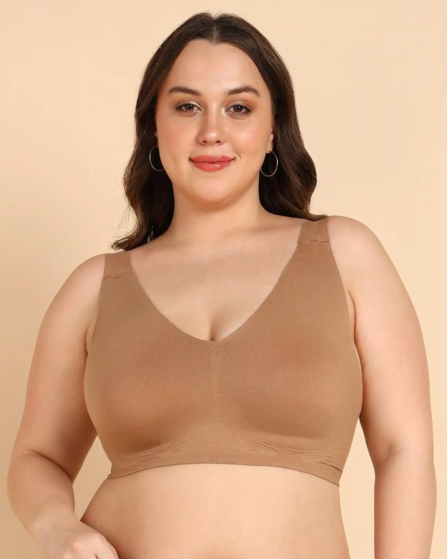 Tweens Bonded Breathable Cotton Plus-Size Padded Full-Coverage Bra (SB-918)(Fawn)
