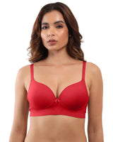 Cotton Non-wired Maximiser Push-Up Bonded Bra (Level-2 Padding) with 3/4th Coverage (SB-97015) (Red) (GB)