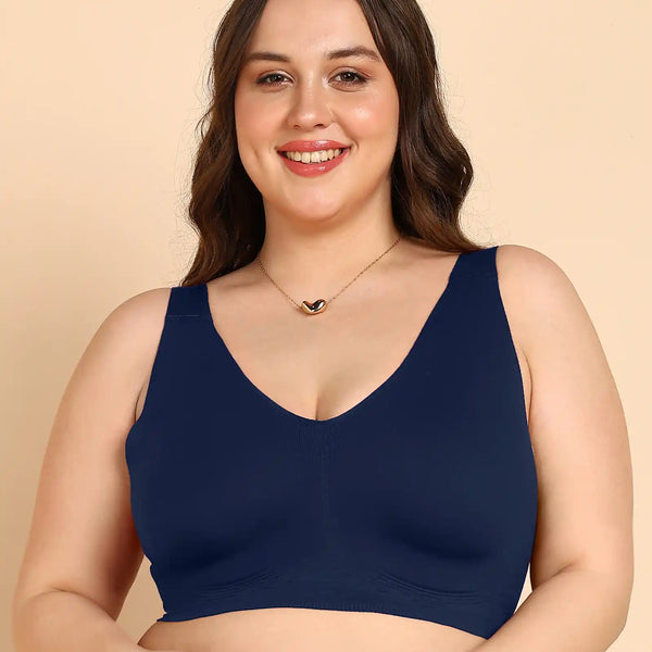 Tweens Invisi-Fit Cotton Fabric Plus-Size Lightly Padded Bra(TW-SB-918-NAVY)