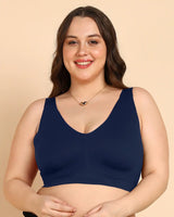 Tweens Bonded Breathable Cotton Plus-Size Padded Full-Coverage Bra (SB-918-Navy)