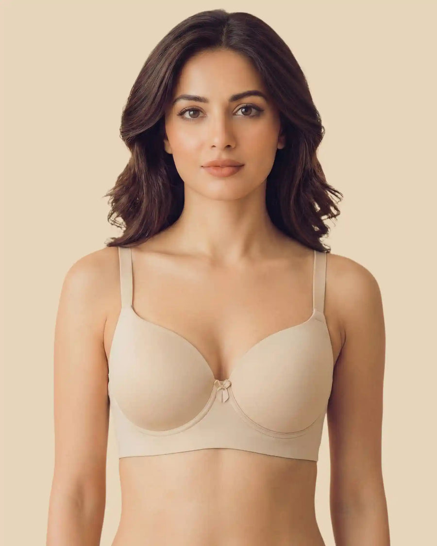 Polyamide Non-Wired Maximiser Push Up Bonded Bra (Level-2 Padding) with 3/4th Coverage  (SB-95107) (Skin)
