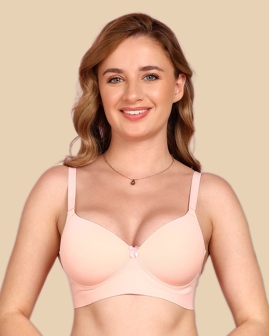 Tweens Bonded Polyamide Lightly Padded Bra (Level 1 Padding) (SB-95991) (Peach)