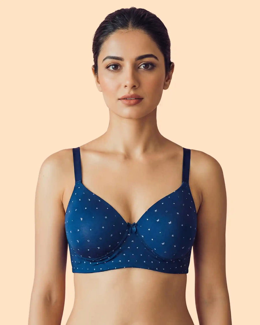Printed Polyamide Bonded Maximiser Bra (Level-2 Padding) with 3/4th Coverage (TW-SB-51755)