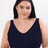 Cotton Non-Padded Plus-Size Bonded Bra with Hidden Concealer (SB-915-Navy) (MR)