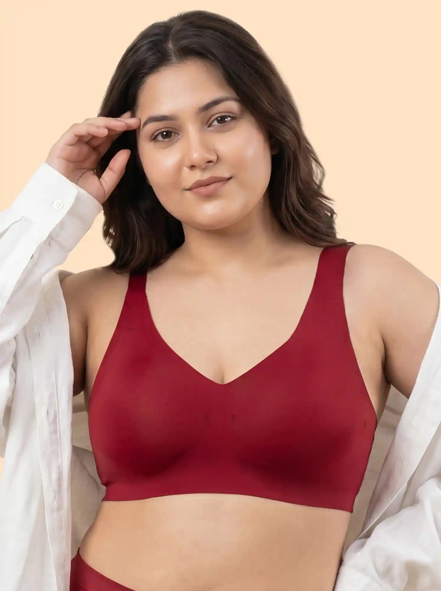 Cotton Padded Full Coverage Plus-Size Bonded Bra (SB-918-Red)