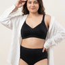 Cotton Non-Padded M-Frame Minimiser Bonded Bra & Mid Rise Flexifit Hipster Panty Lingerie Set (TW-SB-9303+63) (Black)