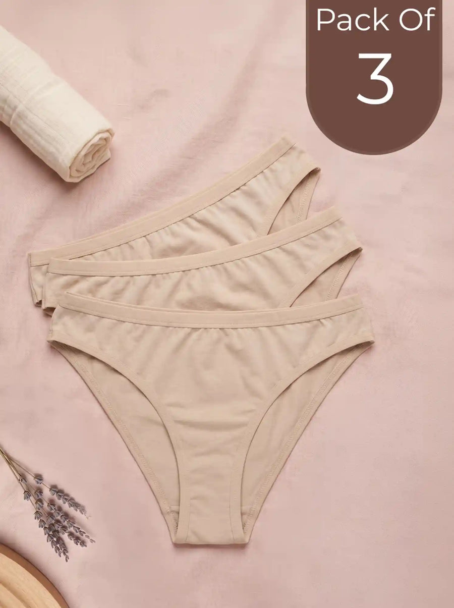 Cotton Medium Coverage Bikini Cut Panty with Soft Waistband (TW-71)(Skin)