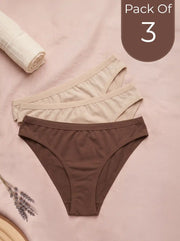 Cotton Medium Coverage Bikini Cut Panty with Soft Waistband (Pack Of 3) (TW-71) (2 Skin+1 Coffee)