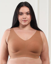 Cotton Non-Padded Plus-Size Bonded Bra with Hidden Concealer (SB-915-Fawn) (MR)