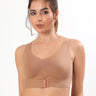 Bonded Gym Bra with Crisscross Back | Non-Padded | Breathable Cotton (Tw-SB-995)(Fawn) (GB)