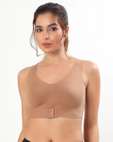 Bonded Gym Bra with Crisscross Back | Non-Padded | Breathable Cotton (Tw-SB-995)(Fawn) (GB)