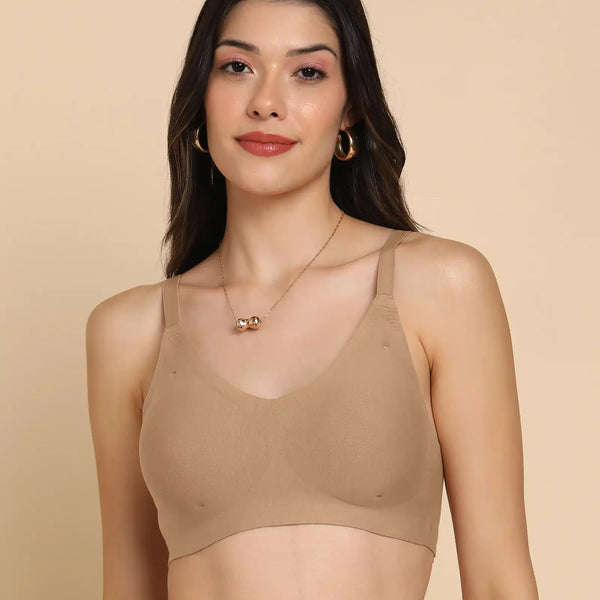 Tweens Lightly-Padded Cotton Spandex Invisi-Fit Bra  (FAWN)