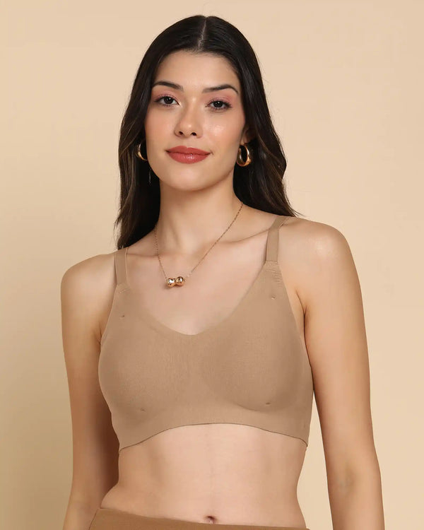 Tweens Lightly-Padded Cotton Spandex Invisi-Fit Bra  (FAWN)