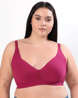 Cotton Non-Padded Plus-Size M-Frame Minimiser Bonded Bra (SB-9303)(Wine) (MR)