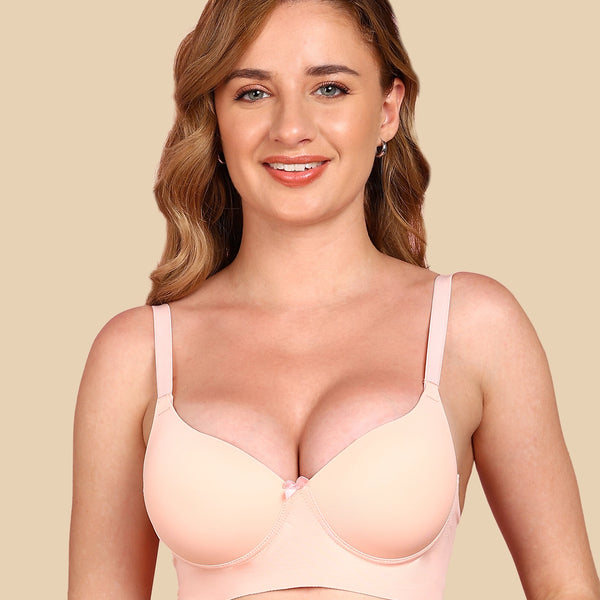 Polyamide Non-Wired Maximiser Push Up Bonded Bra (Level-3 Padding) with 3/4th Coverage  (SB-95301) (Peach)