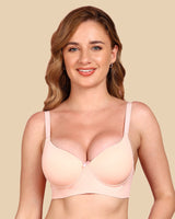 Polyamide Non-Wired Maximiser Push Up Bonded Bra (Level-3 Padding) with 3/4th Coverage  (SB-95301) (Peach)