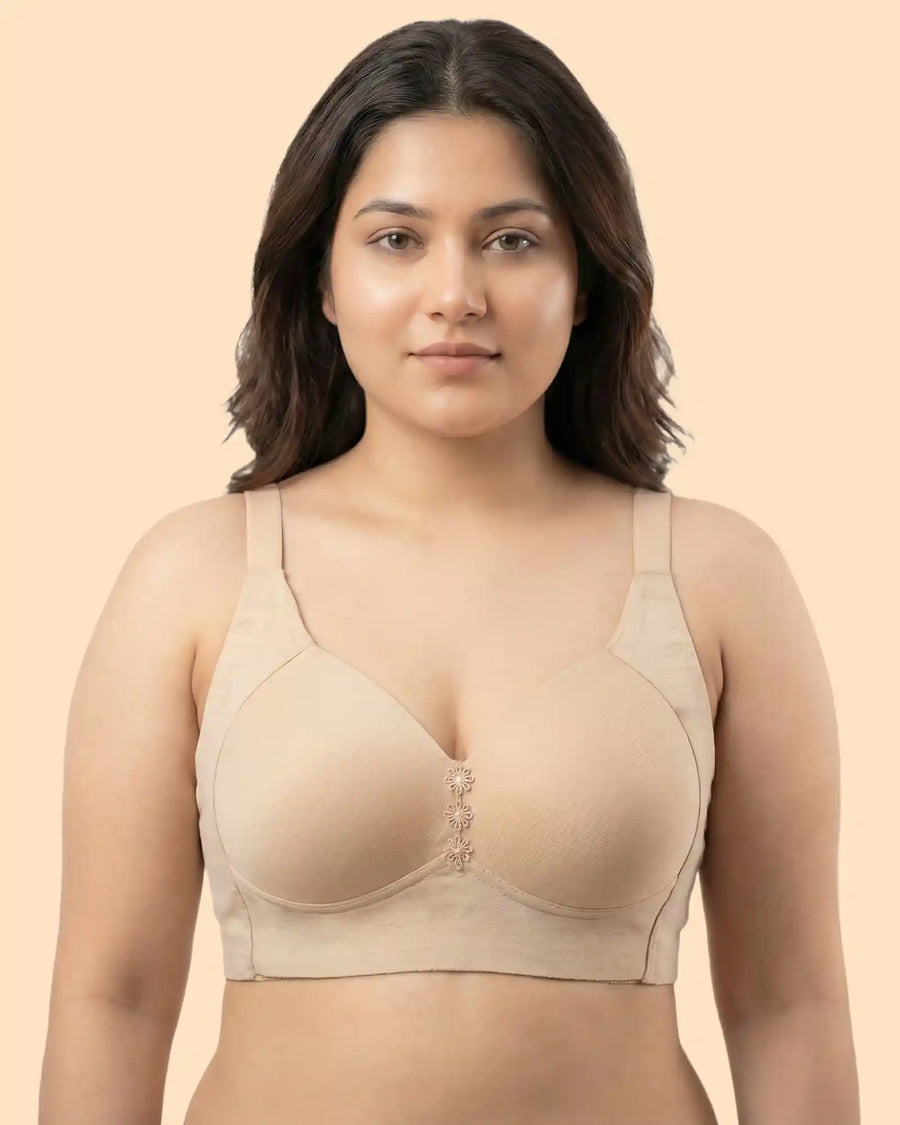 Cotton Padded Plus-Size M-Frame Minimiser Bonded Bra (SB-9203)(Skin)
