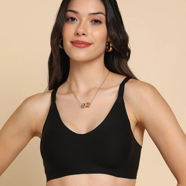Tweens Lightly-Padded Cotton Spandex Invisi-Fit Bra  (BLACK)