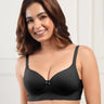 Cotton Non-wired Push-Up Bonded Bra (Level-3 Padding) with 3/4th Coverage (SB-93510) (Black) (GB)