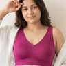 Cotton Non-Padded Plus-Size Bonded Bra with Hidden Concealer (SB-915-Wine)