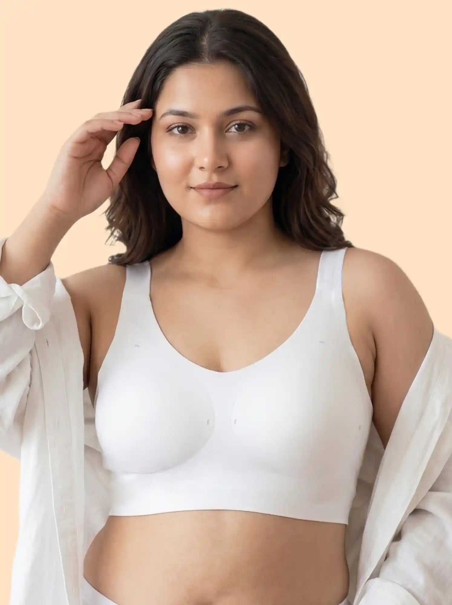 Cotton Padded Full Coverage Plus-Size Bonded Bra (SB-918-White)