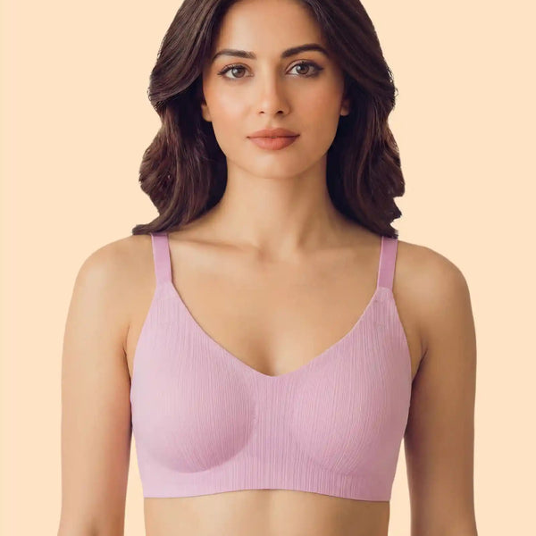 Ribbed Polyamide Padded Bonded Bra  (SB-998)(Pink)