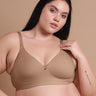 Cotton Padded Plus-Size T-Shirt Bonded Bra | Seamless Look, 360° Support & All-Day Comfort (TW-SB-9082) (Fawn) (MR)
