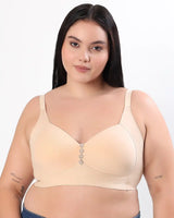 Cotton Padded Plus-Size M-Frame Minimiser Bonded Bra (SB-9203)(Skin) (MR)