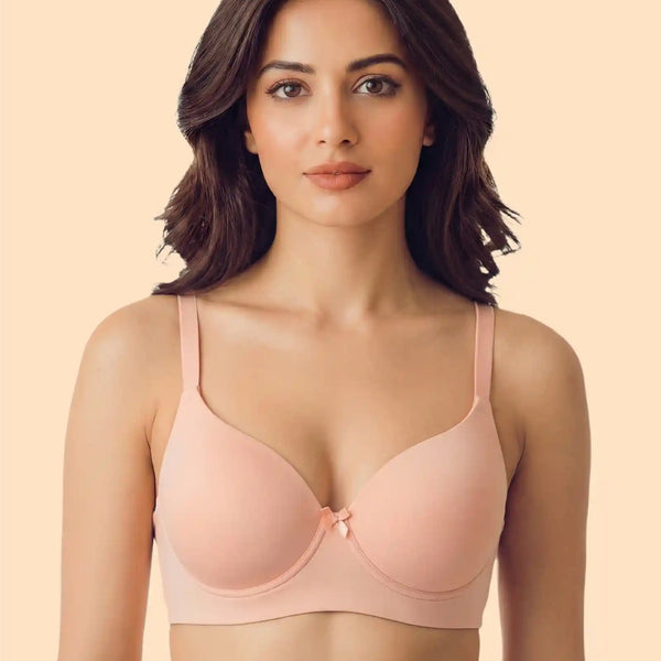 Polyamide Non-Wired Maximiser Push Up Bonded Bra (Level-3 Padding) with 3/4th Coverage  (SB-95301) (Peach)