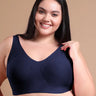 Tweens Bonded Breathable Cotton Plus-Size Padded Full-Coverage Bra (SB-918-Navy) (MR)