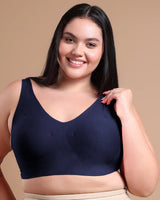 Tweens Bonded Breathable Cotton Plus-Size Padded Full-Coverage Bra (SB-918-Navy) (MR)