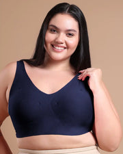 Tweens Bonded Breathable Cotton Plus-Size Padded Full-Coverage Bra (SB-918-Navy) (MR)