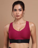 Bonded Gym Bra with Crisscross Back | Padded | Breathable Cotton (TW-SB-9977-WIN+BLK) (GB)